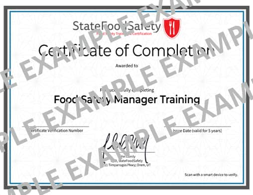 Example certificate